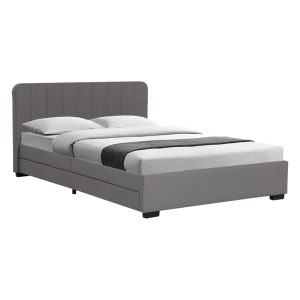 234 000014 7 Double bed Veloty pakoworld fabric dark grey with drawers 150x200cmIndoor furniture > Beds