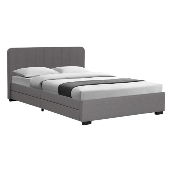 234 000014 7 Double bed Veloty pakoworld fabric dark grey with drawers 150x200cmIndoor furniture > Beds