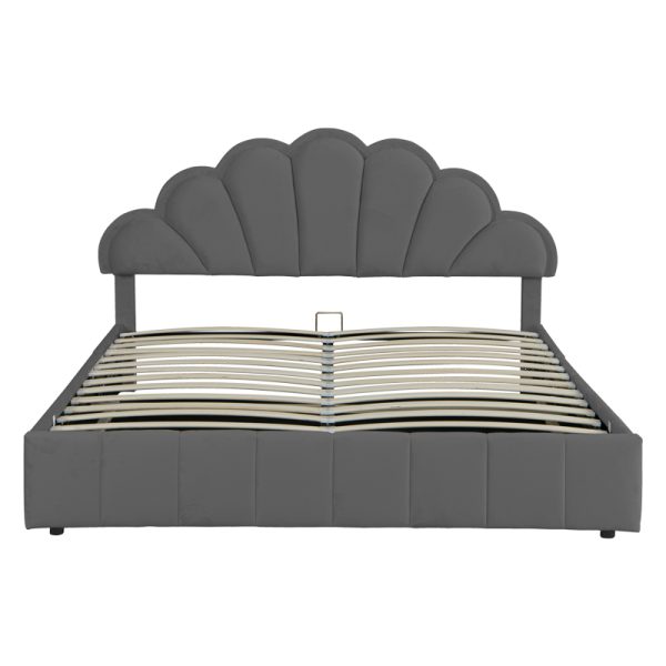 234 000015 2 4 Double bed Wardie pakoworld velvet dark grey with storage 160x200cmIndoor furniture > Beds