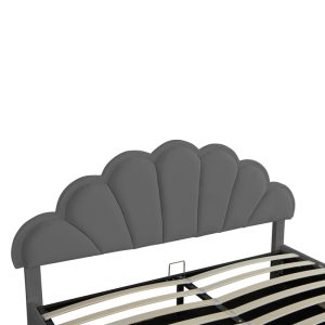 234 000015 3 4 Double bed Wardie pakoworld velvet dark grey with storage 160x200cmIndoor furniture > Beds