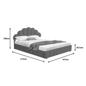234 000015 4 4 Double bed Wardie pakoworld velvet dark grey with storage 160x200cmIndoor furniture > Beds