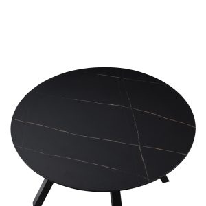 235 000037 2 3 Annie pakoworld black marble mdf table and black metal leg Φ100x76cm