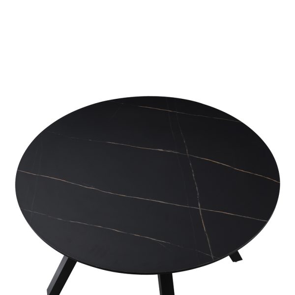 235 000037 2 3 Annie pakoworld black marble mdf table and black metal leg Φ100x76cm