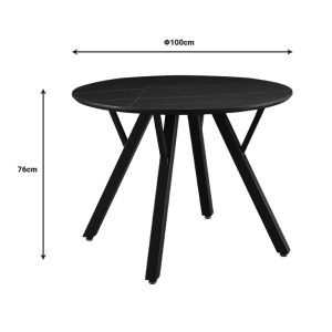 235 000037 3 3 Annie pakoworld black marble mdf table and black metal leg Φ100x76cm