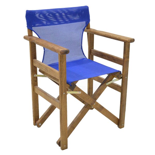 237 000024 4 Director's armchair frame Retto pakoworld solid beech walnut - PVC blueOutdoor furniture > Garden armchairs
