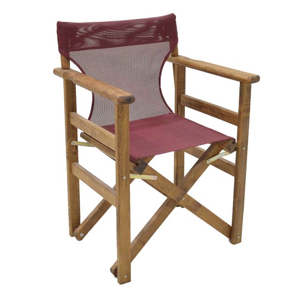 237 000025 7 Director's armchair frame Retto pakoworld solid beech walnut - PVC burgundyOutdoor furniture > Garden armchairs