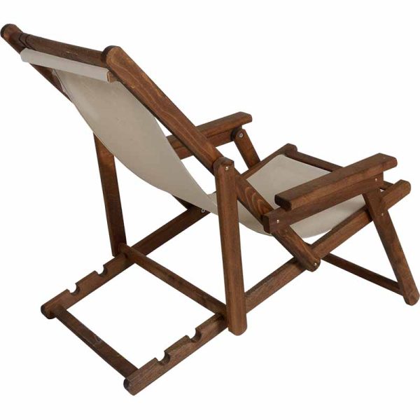 237 000031 2 8 Chaise longue Retto pakoworld solid beech walnut-PVC off colorOutdoor furniture > Garden armchairs