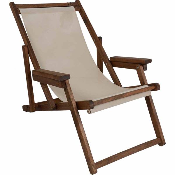 237 000031 9 Chaise longue Retto pakoworld solid beech walnut-PVC off colorOutdoor furniture > Garden armchairs