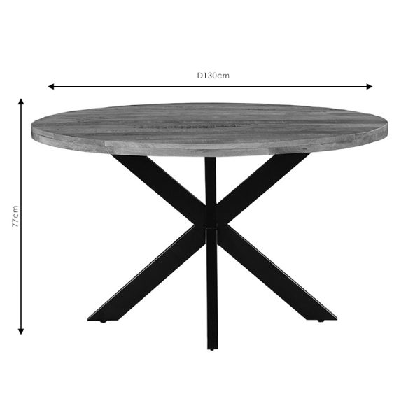 240 000001 3 7 Royalty pakoworld table solid wood 4cm walnut-leg black D130x77cmBOHO CHIC > Dining Tables