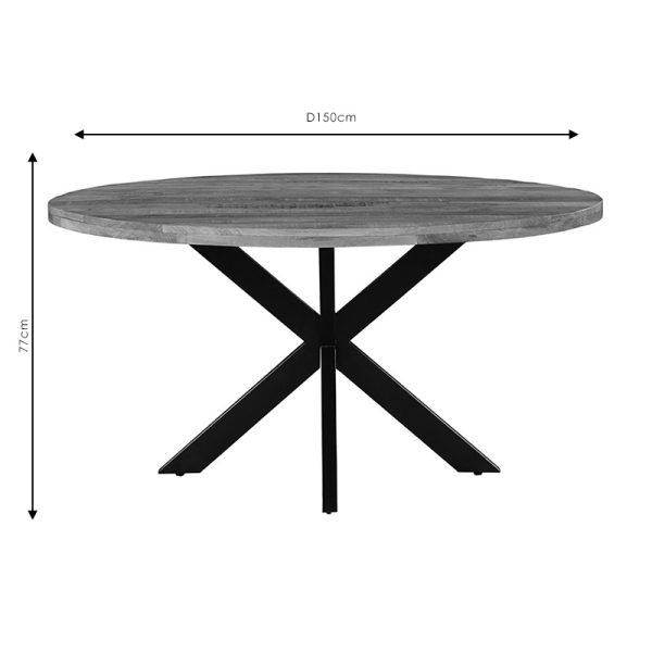 240 000002 3 2 Royalty pakoworld table solid wood 4cm walnut-leg black D150x77cmBOHO CHIC > Dining Tables