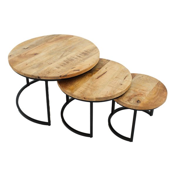 240 000009 2 13 Coffee tables October pakoworld set of 3 solid wood mango 3εκ walnut-blackBOHO CHIC > Coffee Tables