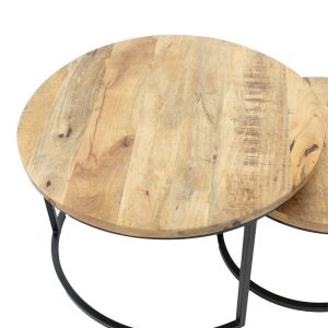 240 000009 3 13 Coffee tables October pakoworld set of 3 solid wood mango 3εκ walnut-blackBOHO CHIC > Coffee Tables
