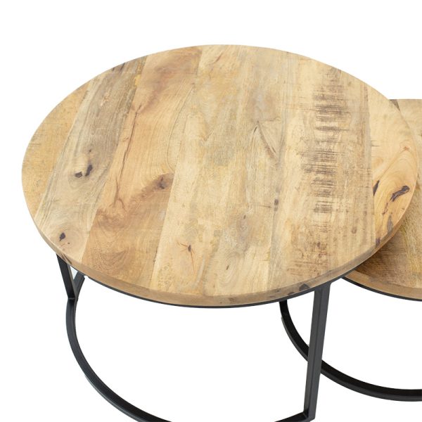 240 000009 3 13 Coffee tables October pakoworld set of 3 solid wood mango 3εκ walnut-blackBOHO CHIC > Coffee Tables