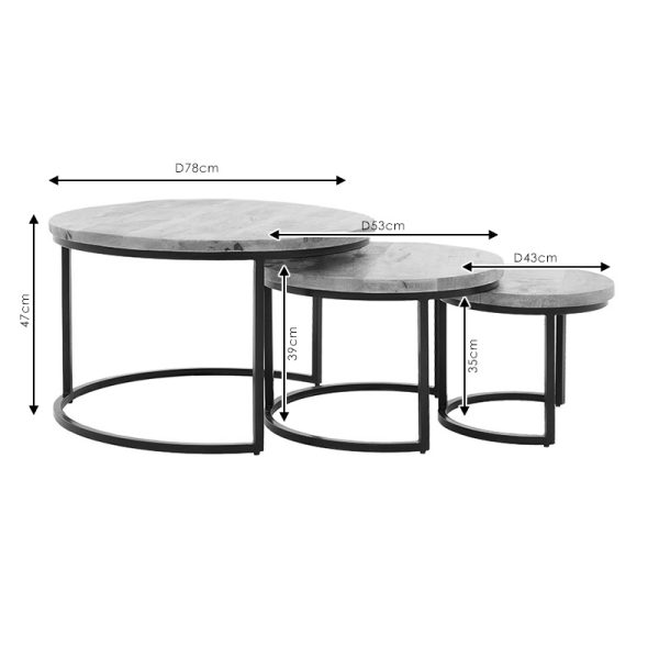 240 000009 4 13 Coffee tables October pakoworld set of 3 solid wood mango 3εκ walnut-blackBOHO CHIC > Coffee Tables