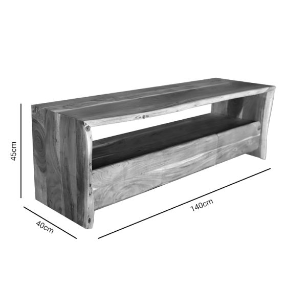240 000010 2 2 Tv stand Konna pakoworld masif acacia wood walnut 140x40x45cmBOHO CHIC > Other Furnishings