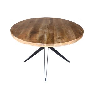 240 000011 2 4 Round table Bocco pakoworld natural mango wood 3cm with black metal legs D120x77cmBOHO CHIC > Dining Tables