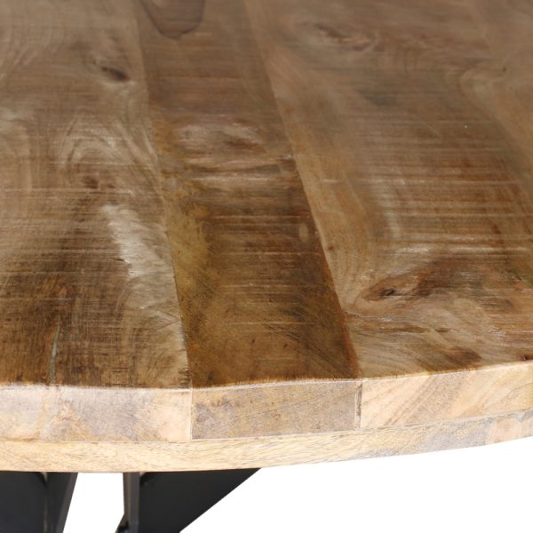 240 000011 3 4 Round table Bocco pakoworld natural mango wood 3cm with black metal legs D120x77cmBOHO CHIC > Dining Tables