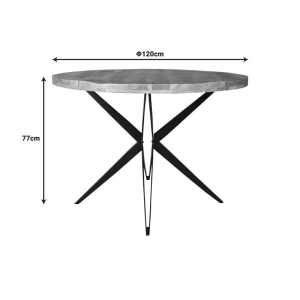 240 000011 4 4 Round table Bocco pakoworld natural mango wood 3cm with black metal legs D120x77cmBOHO CHIC > Dining Tables