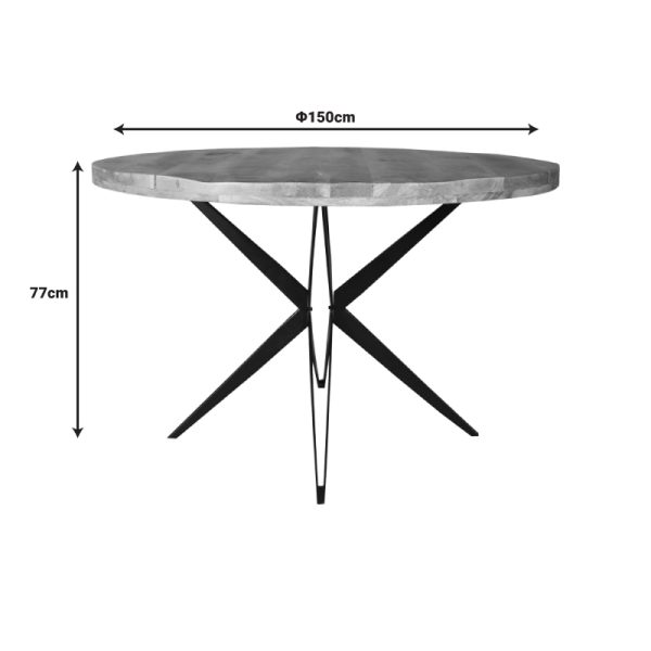 240 000012 3 2 Round table Bocco Ι pakoworld natural mango wood 3cm with black metal legs D150x77cmBOHO CHIC > Dining Tables