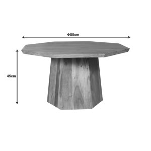 240 000013 4 3 Octagon coffee table pakoworld acacia wood in natural shade D80x45cmBOHO CHIC > Coffee Tables