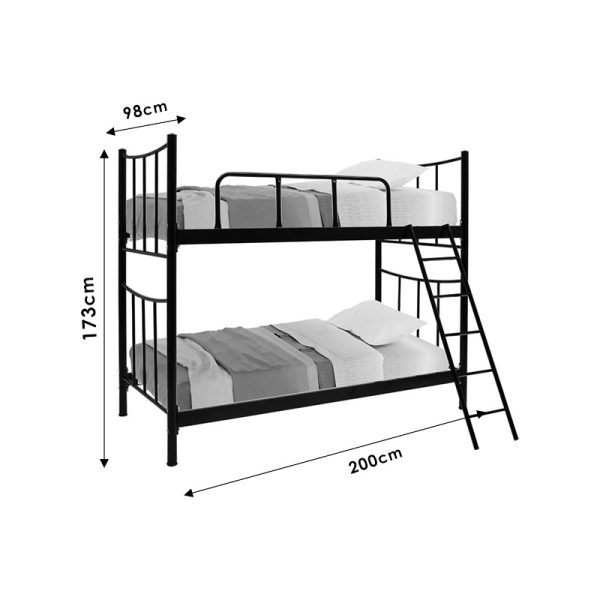 243 000012 2 2 Bunk bed Winston pakoworld metallic black gloss 90x190cmIndoor furniture > Beds