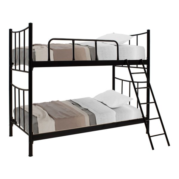 243 000012 3 Bunk bed Winston pakoworld metallic black gloss 90x190cmIndoor furniture > Beds