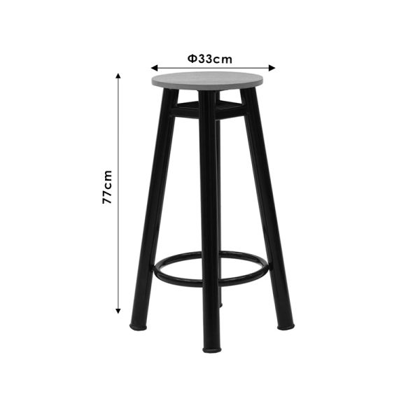 243 000021 3 3 Bar stool Onyx pakoworld oak wood-metal black gloss D33x77cmIndoor furniture > Bar stools