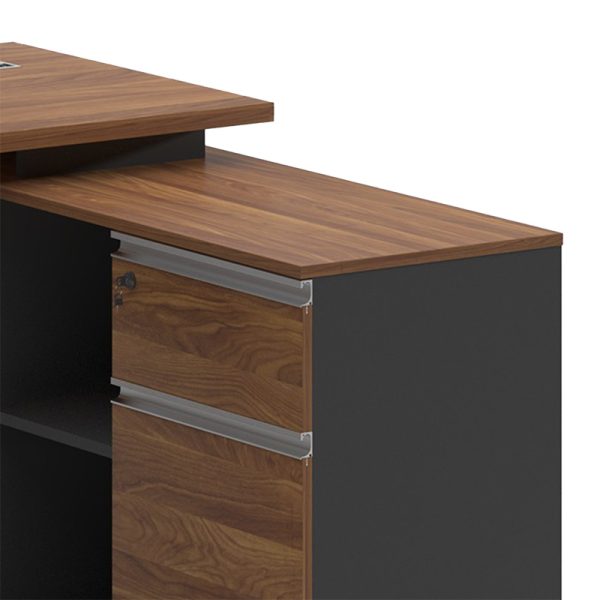246 000001 2 13 Professional right corner office desk Oscar pakoworld walnut-anthracite 160x140x76cmOffice furniture > Professional desk