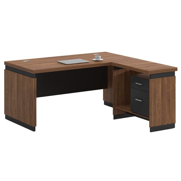 246 000002 11 Professional reversible office desk Oscar pakoworld walnut-charcoal 180x170χ76cmOffice furniture > Professional desk