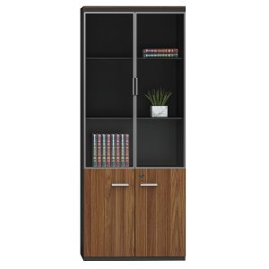 246 000006 10 Professional bookcase Oscar pakoworld with doors by glass walnut-anhracite color 80x40x200cmOffice furniture > Office closets