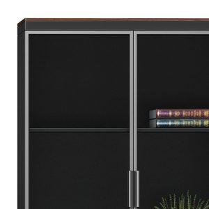 246 000006 2 8 Professional bookcase Oscar pakoworld with doors by glass walnut-anhracite color 80x40x200cmOffice furniture > Office closets