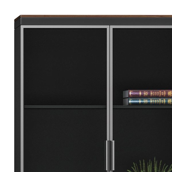246 000006 2 8 Professional bookcase Oscar pakoworld with doors by glass walnut-anhracite color 80x40x200cmOffice furniture > Office closets