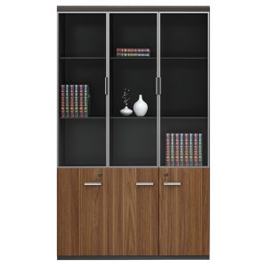 246 000010 11 Professional bookcase Oscar pakoworld with doors by glass walnut-anhracite color 120x40x200cmOffice furniture > Office closets