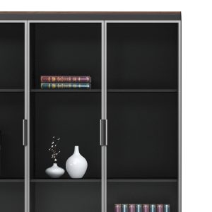 246 000010 3 8 Professional bookcase Oscar pakoworld with doors by glass walnut-anhracite color 120x40x200cmOffice furniture > Office closets