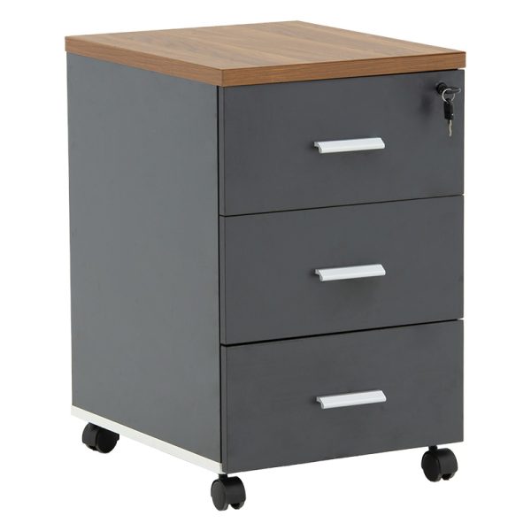 246 000011 18 Professional chest of drawers on wheels Oscar pakoworld 3 drawers walnut-charcoal 40x48x63cmOffice furniture > Drawers office