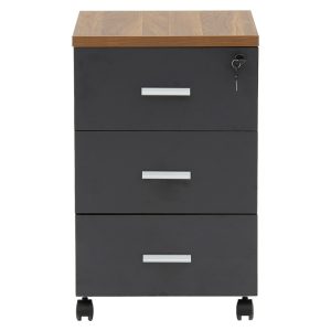 246 000011 3 15 Professional chest of drawers on wheels Oscar pakoworld 3 drawers walnut-charcoal 40x48x63cmOffice furniture > Drawers office