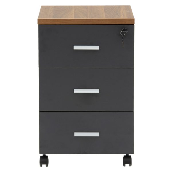 246 000011 3 15 Professional chest of drawers on wheels Oscar pakoworld 3 drawers walnut-charcoal 40x48x63cmOffice furniture > Drawers office