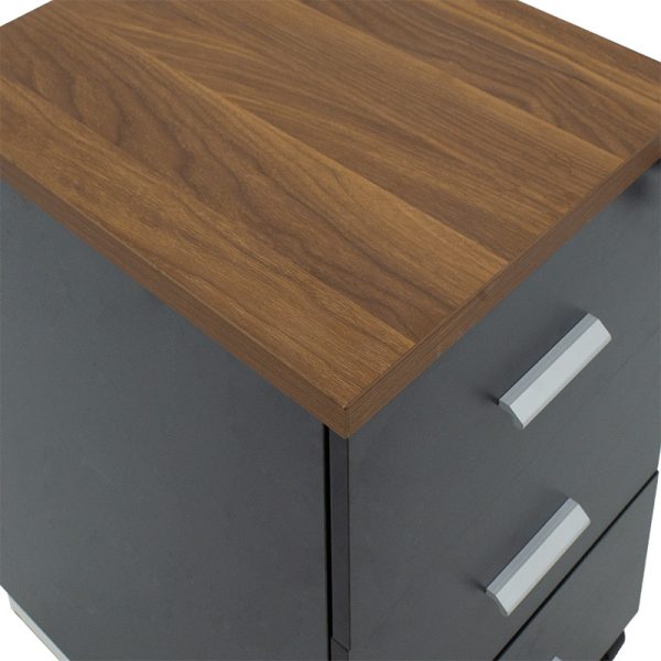 246 000011 4 15 Professional chest of drawers on wheels Oscar pakoworld 3 drawers walnut-charcoal 40x48x63cmOffice furniture > Drawers office