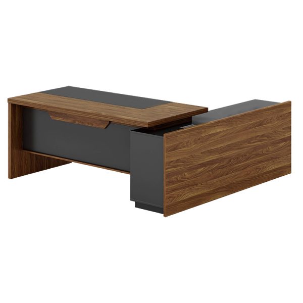 246 000013 2 8 Professional left corner office desk Oscar pakoworld walnut-anthracite 220x180x76cmOffice furniture > Professional desk