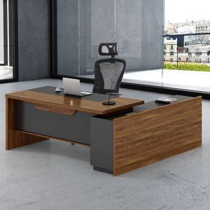 246 000013 3 8 Professional left corner office desk Oscar pakoworld walnut-anthracite 220x180x76cmOffice furniture > Professional desk