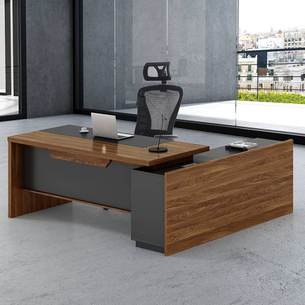 246 000013 3 8 Professional left corner office desk Oscar pakoworld walnut-anthracite 220x180x76cmOffice furniture > Professional desk