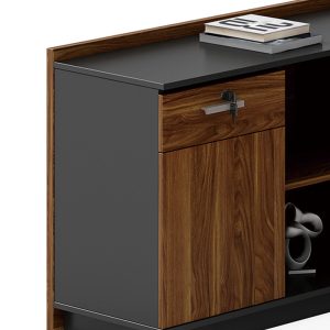 246 000013 4 8 Professional left corner office desk Oscar pakoworld walnut-anthracite 220x180x76cmOffice furniture > Professional desk