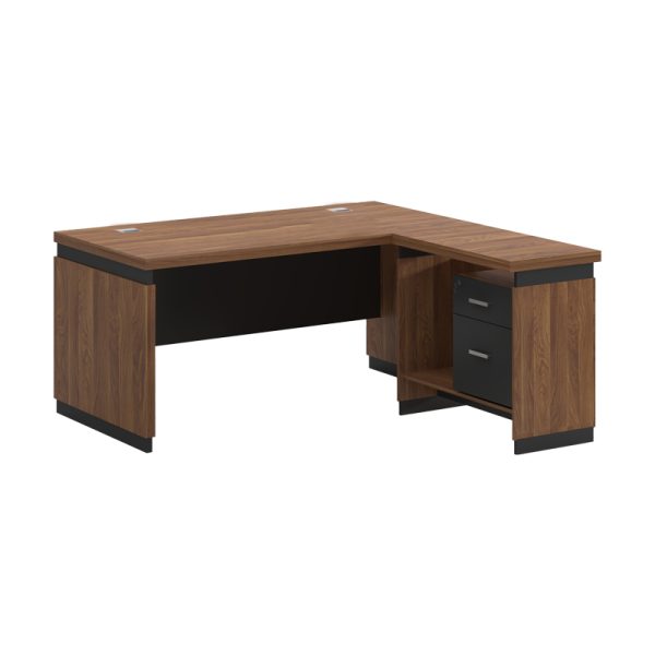 246 000017 6 Professional reversible desk Oscar pakoworld melamine in walnut-charcoal shade 200x180x76cmOffice furniture > Working desk