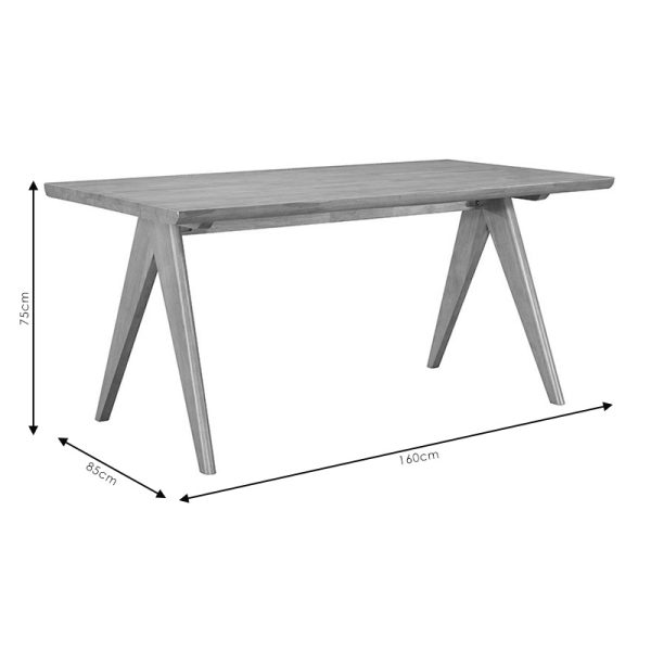 247 000001 3 12 Dining table Winslow pakoworld rubberwood light walnut 160x85x75cmIndoor furniture > Dining Tables