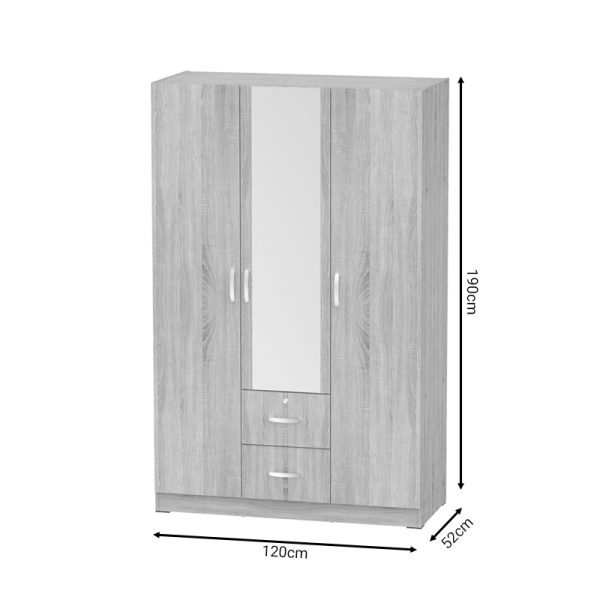 248 000021 2 5 Dillion pakoworld white melamine three-leaf wardrobe 120x52x190cmIndoor furniture > Wardrobes