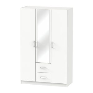 248 000021 7 Dillion pakoworld white melamine three-leaf wardrobe 120x52x190cmIndoor furniture > Wardrobes