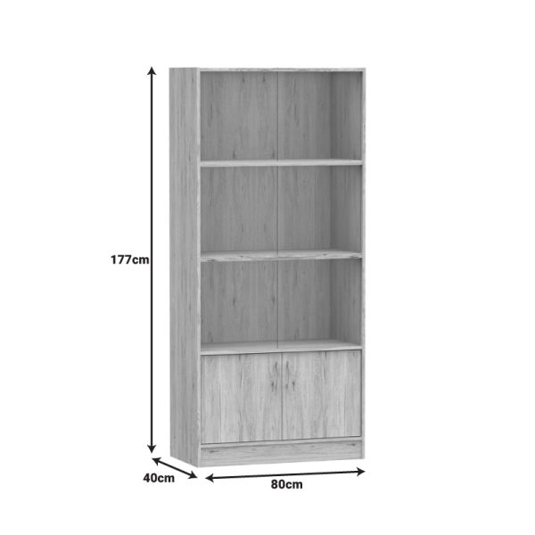 248 000024 3 7 Bookcase Burcy pakoworld oak 80x40x177cmIndoor furniture > Bookshelves