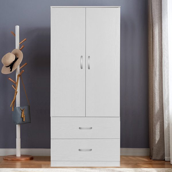 249 000007 2 17 Wardrobe Zelia pakoworld with 2 doors and drawers in white color 79x42x180cmIndoor furniture > Wardrobes