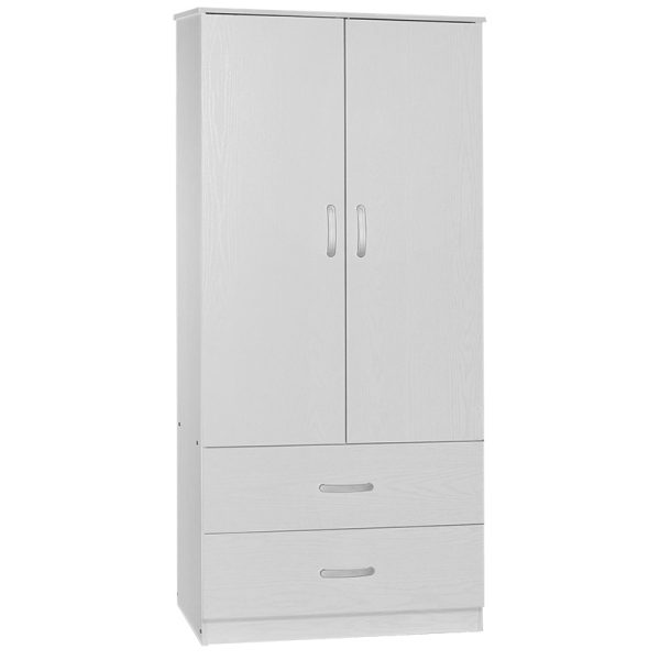 249 000007 20 Wardrobe Zelia pakoworld with 2 doors and drawers in white color 79x42x180cmIndoor furniture > Wardrobes