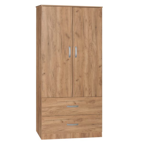 249 000008 19 Wardrobe Zelia pakoworld with 2 doors and drawers in oak color 79x42x180cmIndoor furniture > Wardrobes